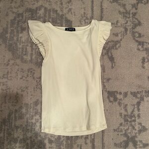 J. Crew Ivory Ruffle Sleeve Tee